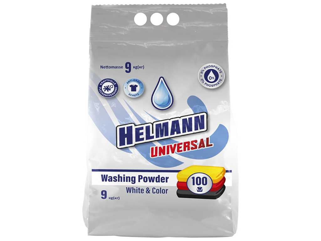 ПРАЛЬНИЙ ПОРОШОК HELMANN АВТОМАТ, ДЛЯ ВСІХ ТИПІВ ПРАННЯ, 9КГ